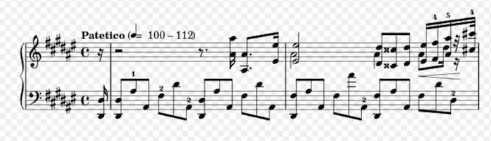 First bars of the Etude Op.8 No.12 by Scriabin