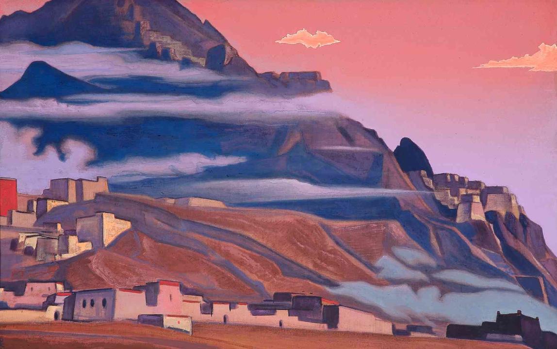 Roerich painting of mountain village